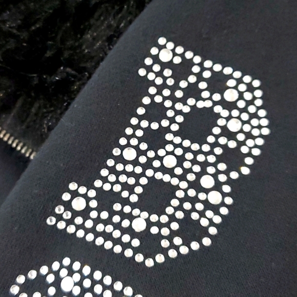 BCBGMAXAZRIA ZIP UP SWEATER WITH FAUX FUR REMOVABLE COLLAR BLING BLACK - Picture 11 of 14